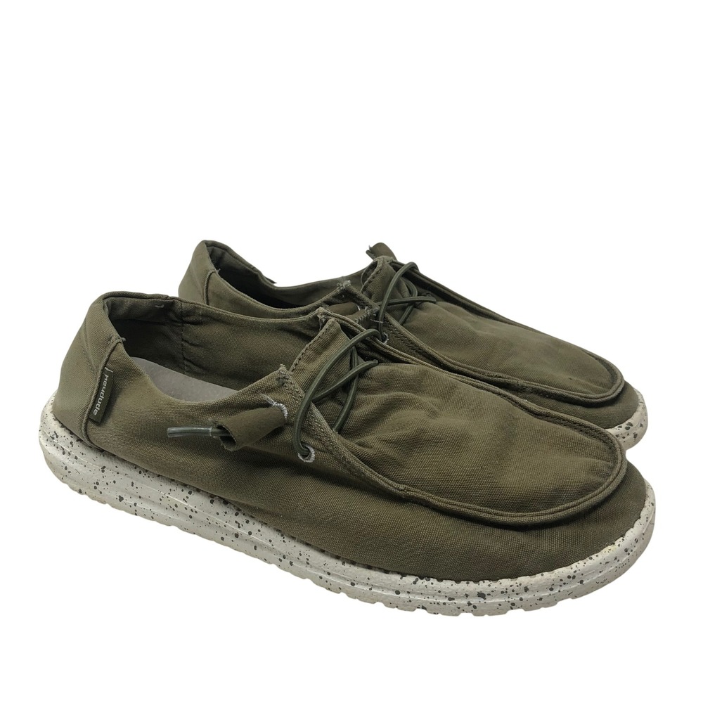 Hey Dude Wendy Sage Loafers 9 Women Sage Green Canvas Slip On Speckled Sole